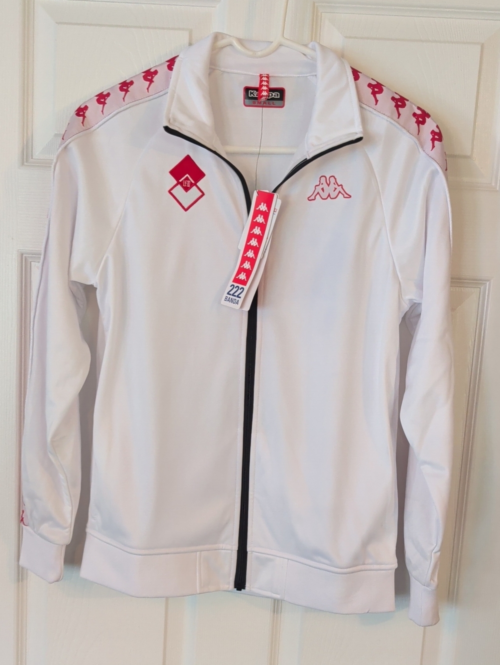 Men's Size Small KAPPA Track Jacket Slim Fit White W Red Accents 222 Banda NWT